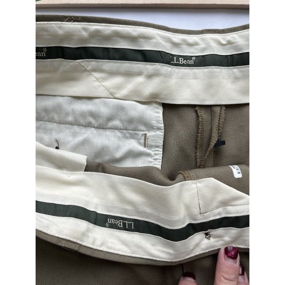 LL Bean Classic Fit Washable Year Round 100% Wool Pants Men Size 34 W Khaki Tan - Picture 11 of 11